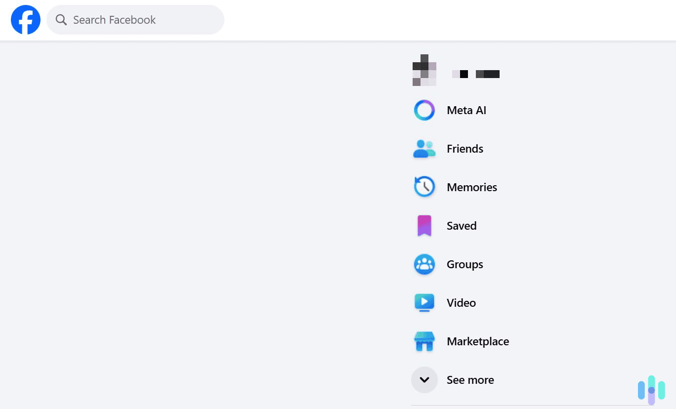 Select the Facebook search bar.