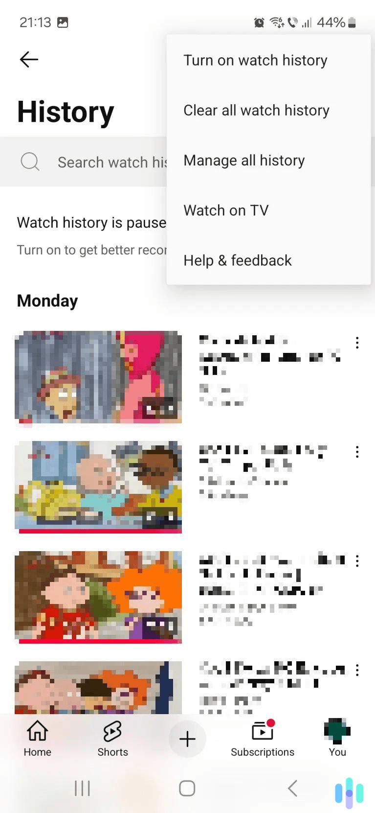 Select the second option to delete your whole watch history.