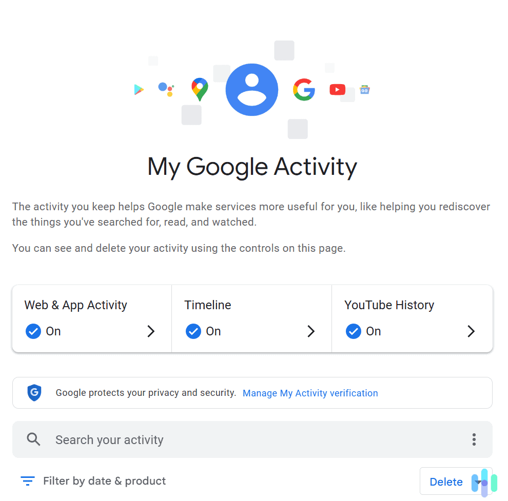 Select the web and app activity tab.