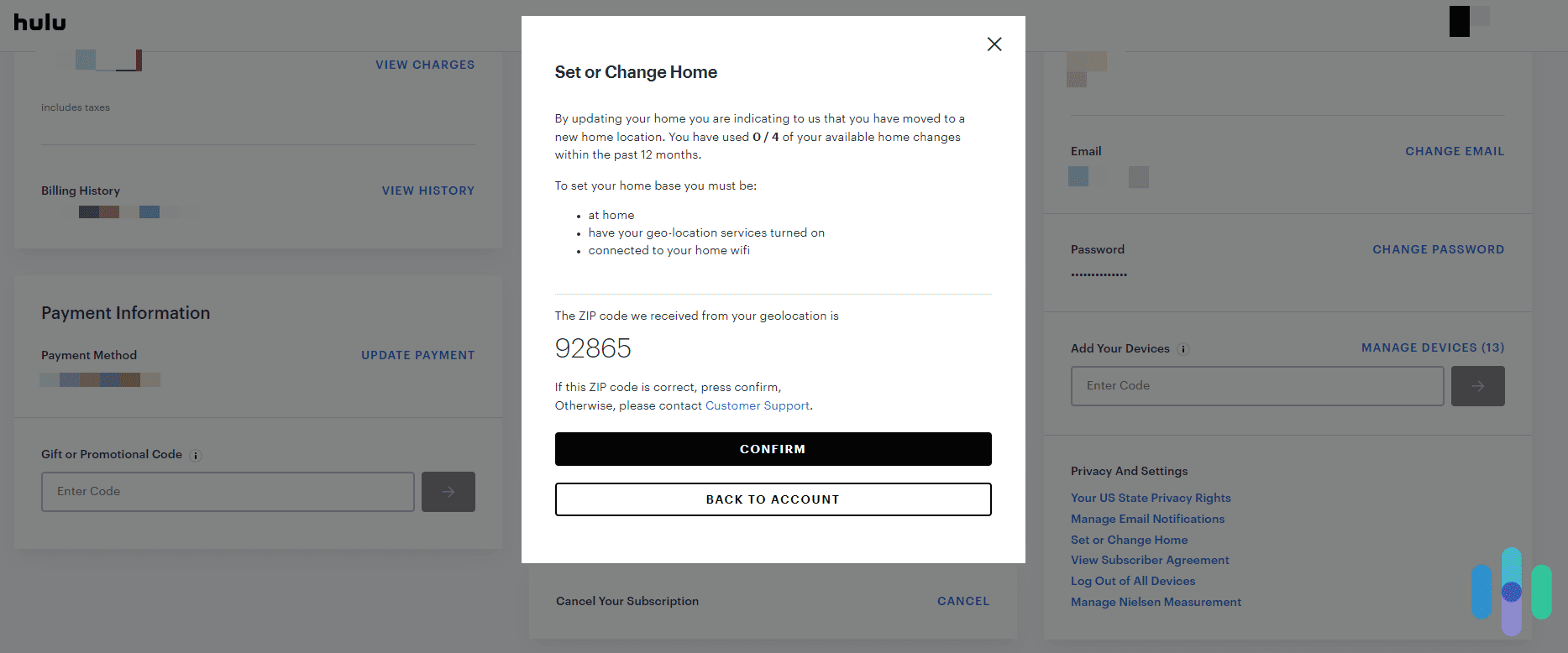 Setting a New Home Location on Hulu Setting a New Home Location on Hulu