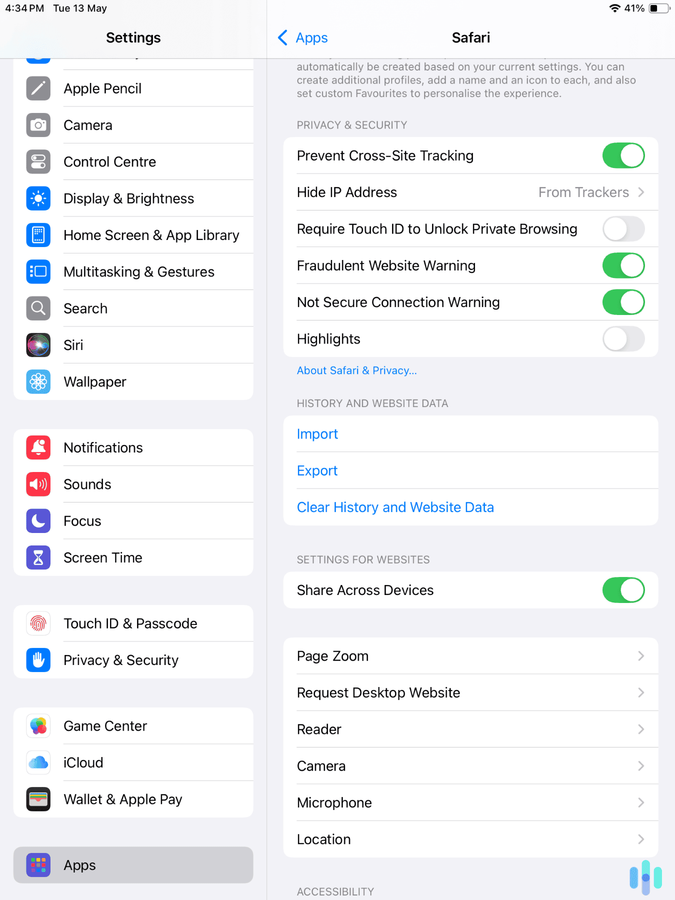 Setting up Safari's native privacy tools on our iPad Air