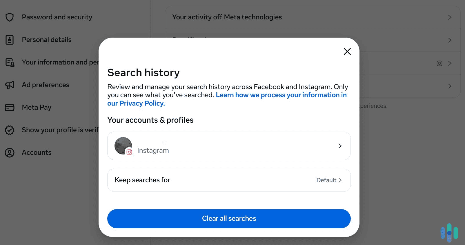 Social media platforms provide user-friendly tools that let you quickly clear your entire search history.