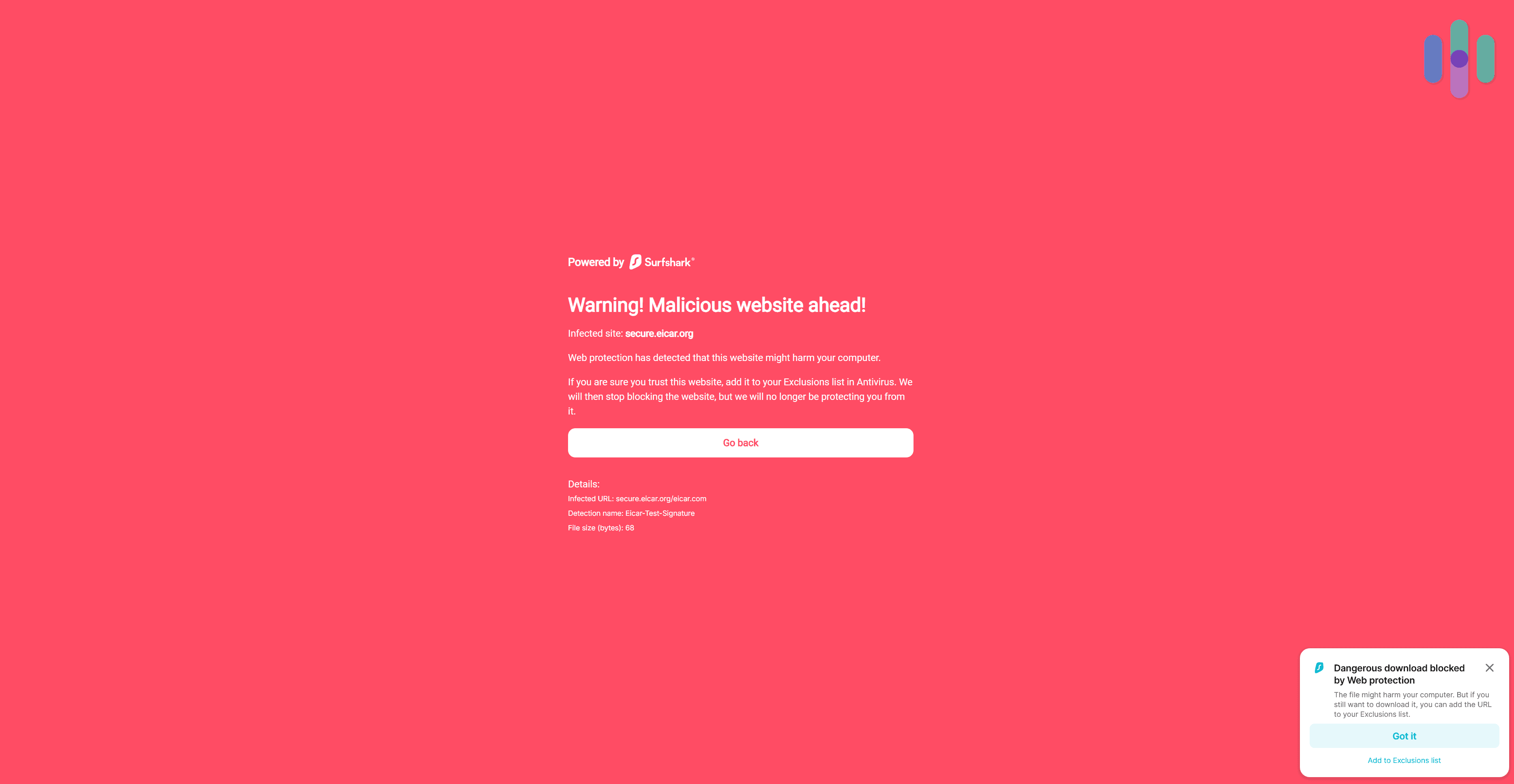 Surfshark Antivirus has very good real-time and web protection. Surfshark Antivirus has very good real-time and web protection.