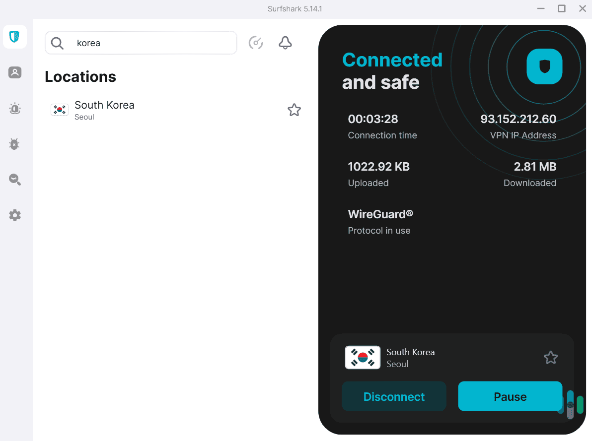 Surfshark has one server location in South Korea, but doesn't make the total number of South Korean servers public.