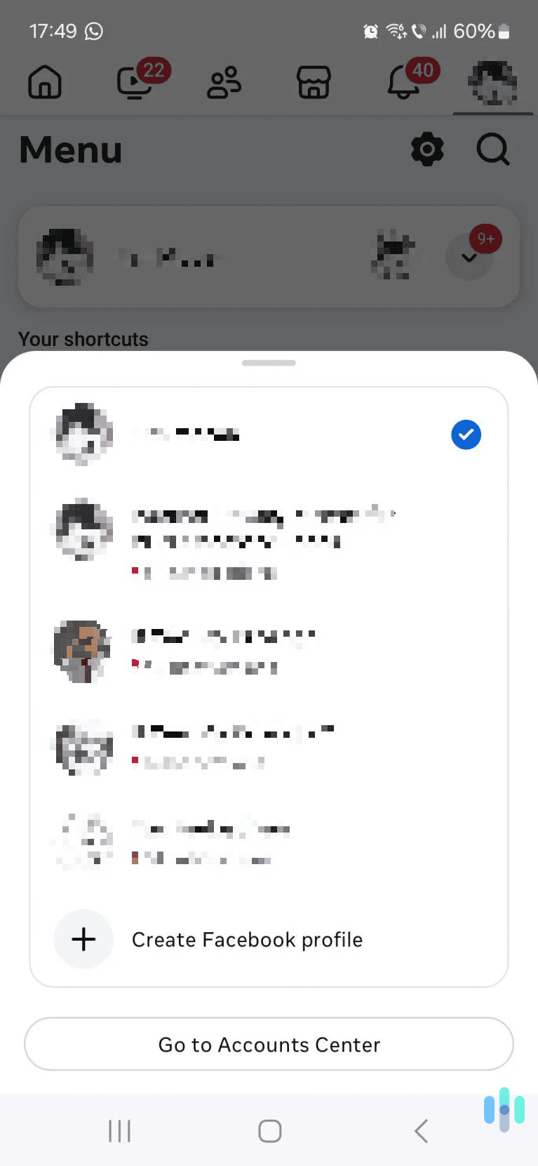 Tap your profile icon to head to the accounts-management section.