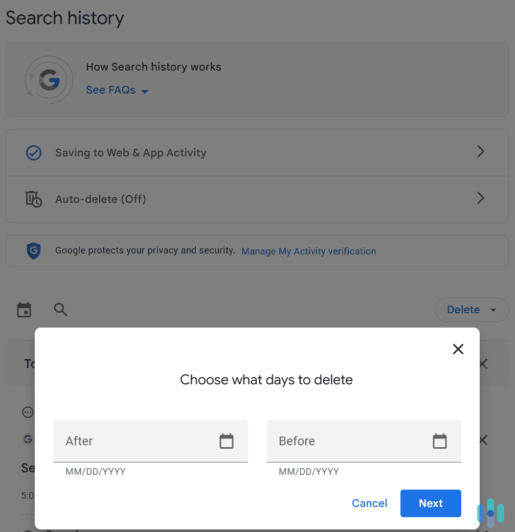 Use the dropdown menu to choose the custom range option, then pick the dates.