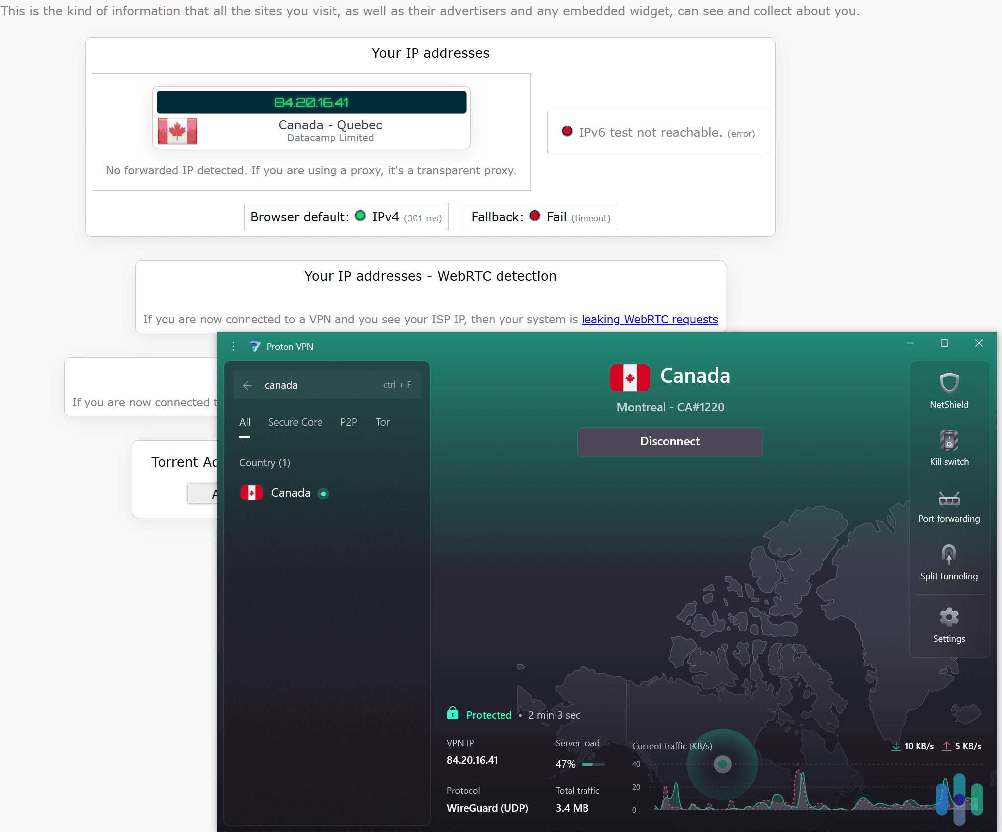 We didn't experience any issues when we tested Proton VPN for leaks.