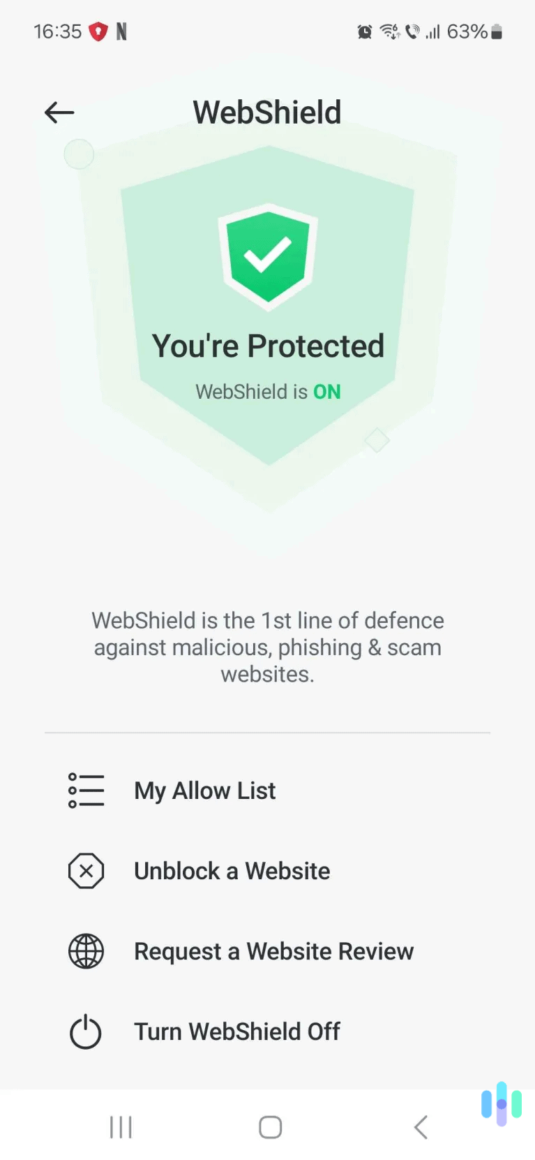 We tested TotalAV's web protection, and it always stopped us from accessing unsafe web pages or opening test phishing pages.