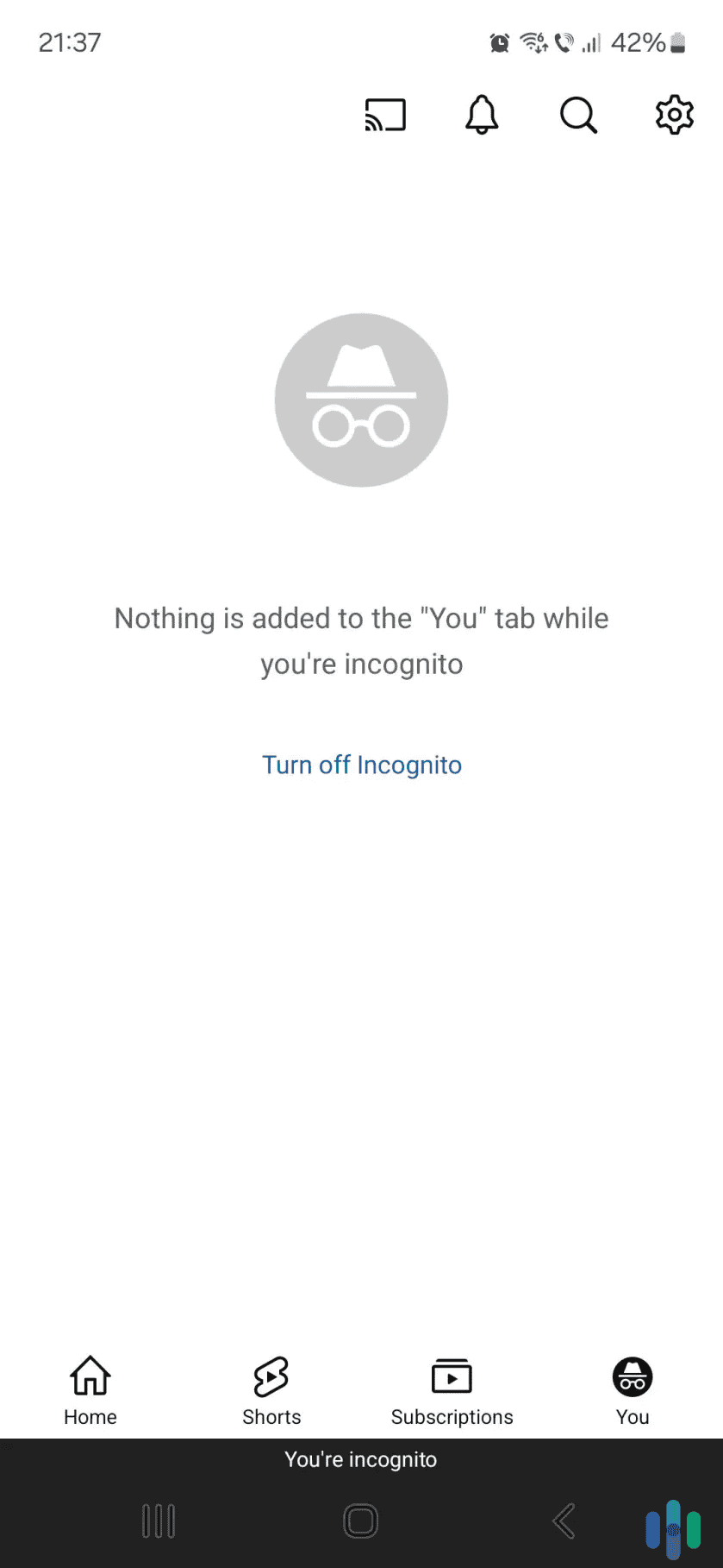 With Incognito on, your YouTube searches won't be linked to your account.