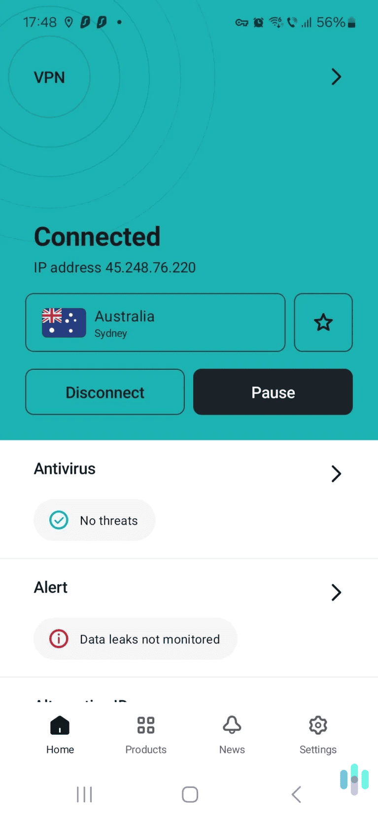 With Surfshark Antivirus, you get built-in access to an excellent VPN service.