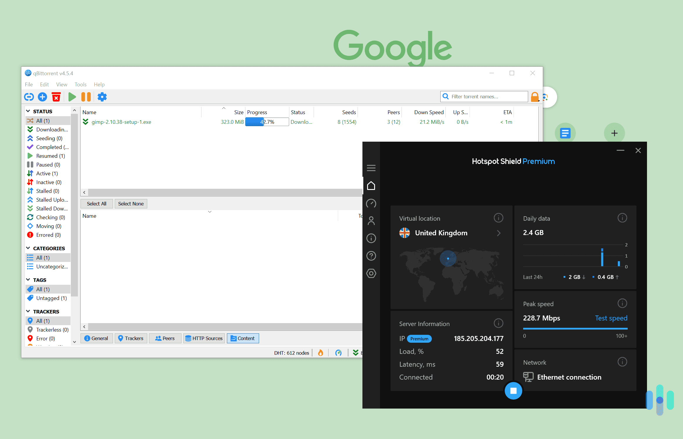 You can download torrents while connected to any Hotspot Shield server.
