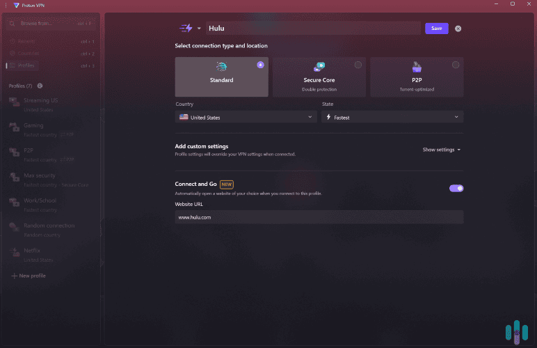 You can use the Profiles feature to automate how the VPN connects and behaves.