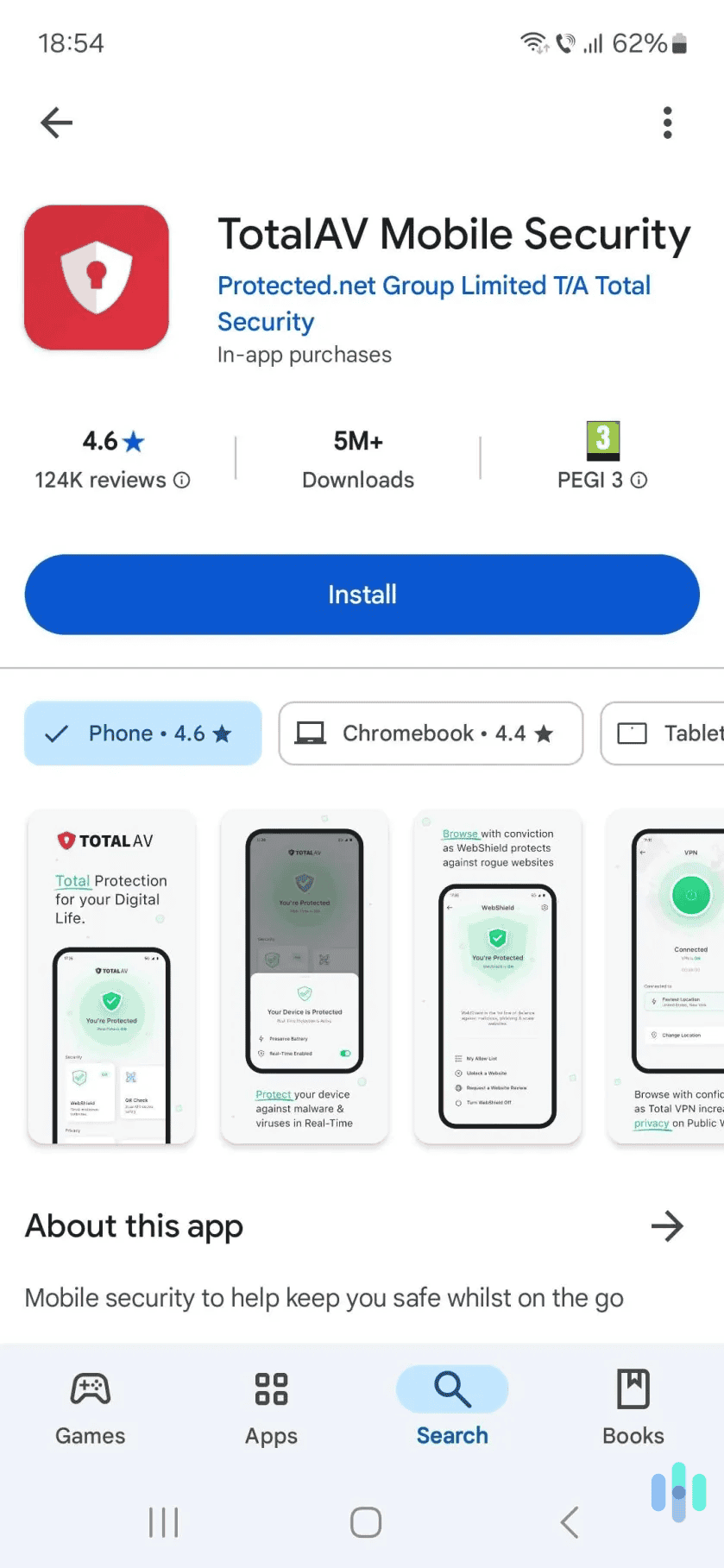 You just need to download and install the antivirus app from the Play Store, and then follow the on-screen instructions to set it up.